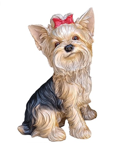 Yorkie statue realistic decor - yorkie, statue,