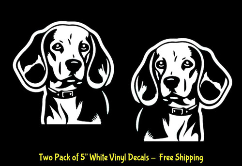 Two cute beagles white - two, 5"