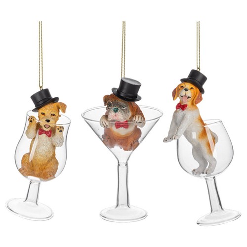 Dog drink glass ornament - dog,