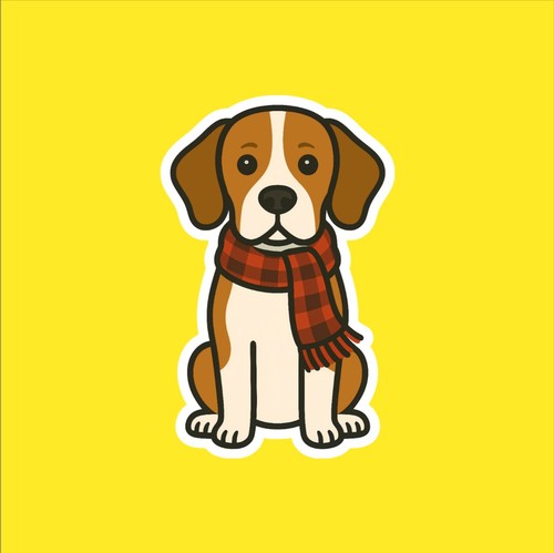 Beagle scarf sticker - beagle,