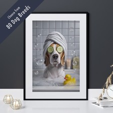 Funny Dog in Bath Print –
