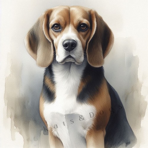 Beagle watercolour art print - watercolour,