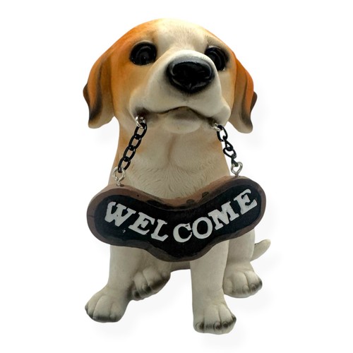 Welcome brown beagle statue - brown,