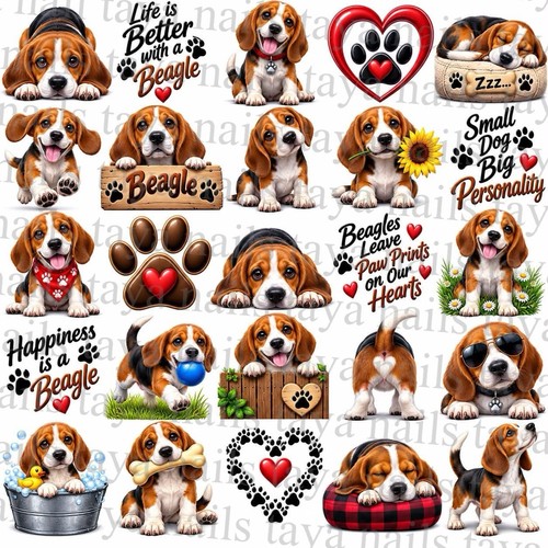 Beagles waterslide nail art - waterslide,