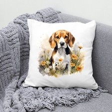 Beagle Cushion, Watercolour