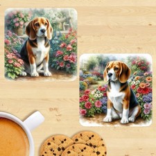 Beagle Dog Coasters, Set Of 2